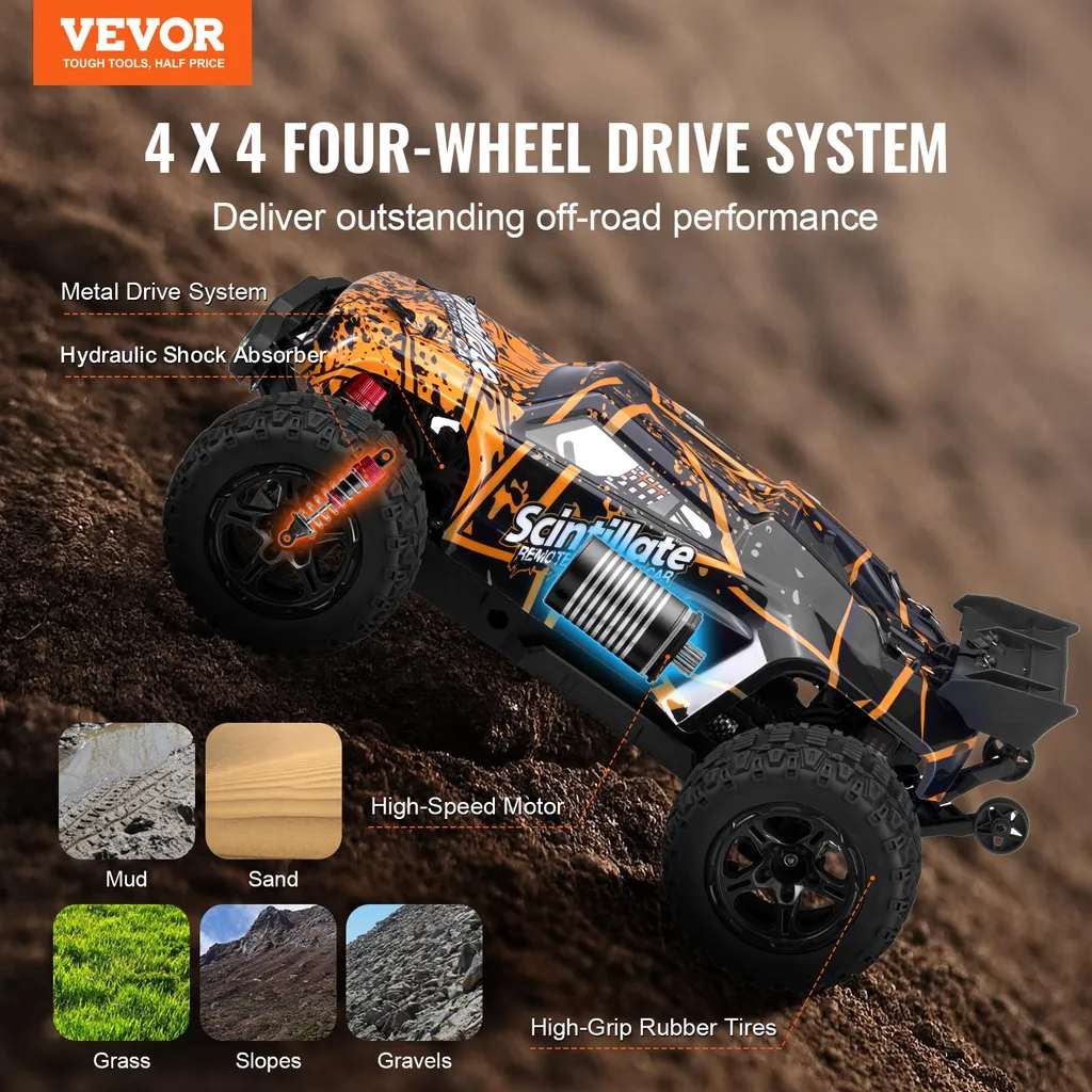 Voiture de course télécommandée tout-terrain étanche pour extérieur