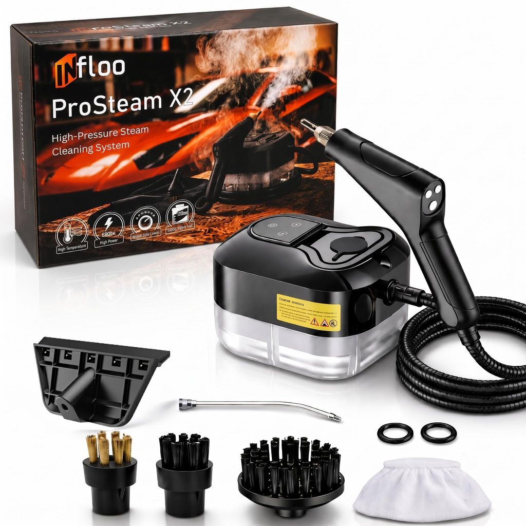 INfloo ProSteam X2 Dampfreiniger 2500W 4,5 bar 1,2L Auto Produktbild 