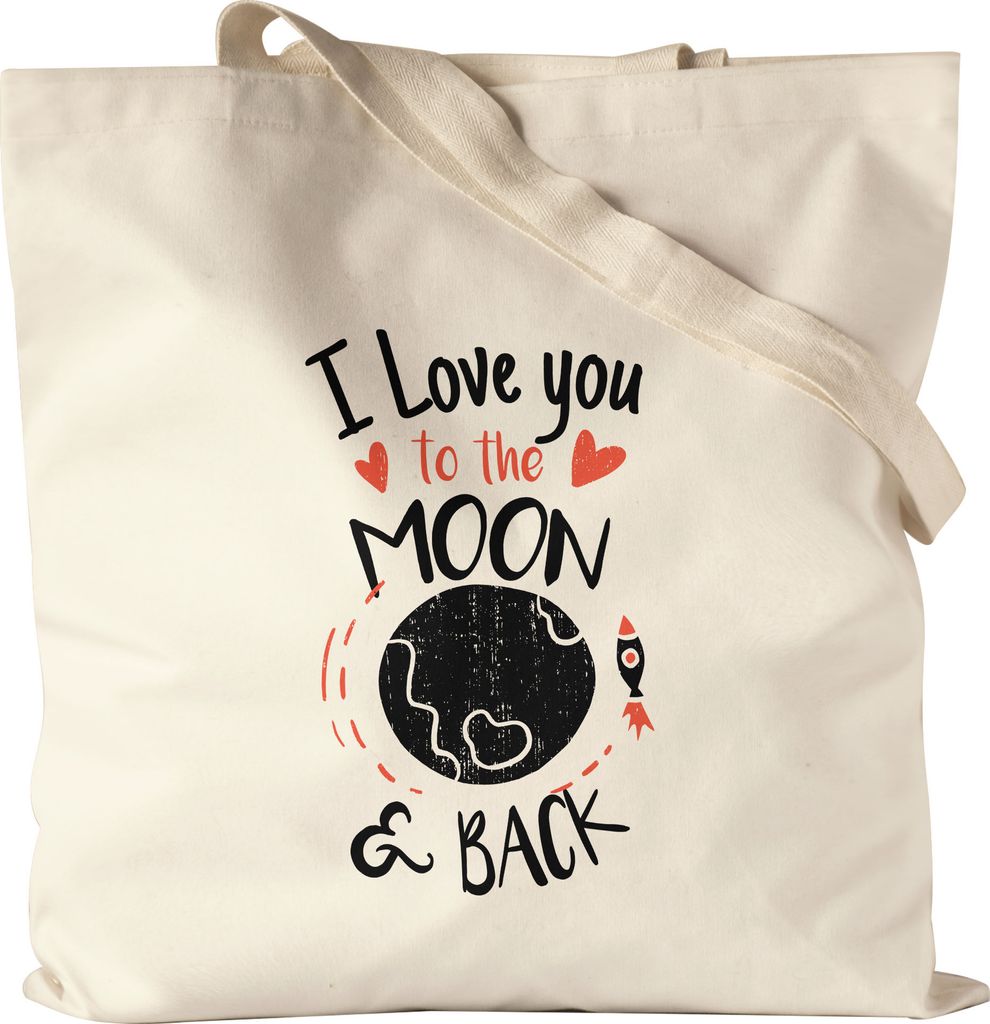 I Love You To The Moon and Back Jutebeutel Stoffbeutel Liebeserklärung Liebesbeweis Unendliche Liebe Verliebt Herzblatt
