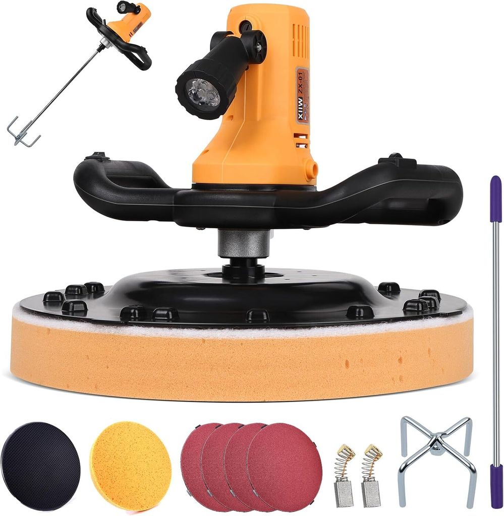 2in1 Putzglättmaschine Ø380mm & Rührwerk, 1680W Putzbearbeitungsmaschine Beton Mörtel Rührer Handrührwerk Putzmaschine Poliermaschine Wandsch...