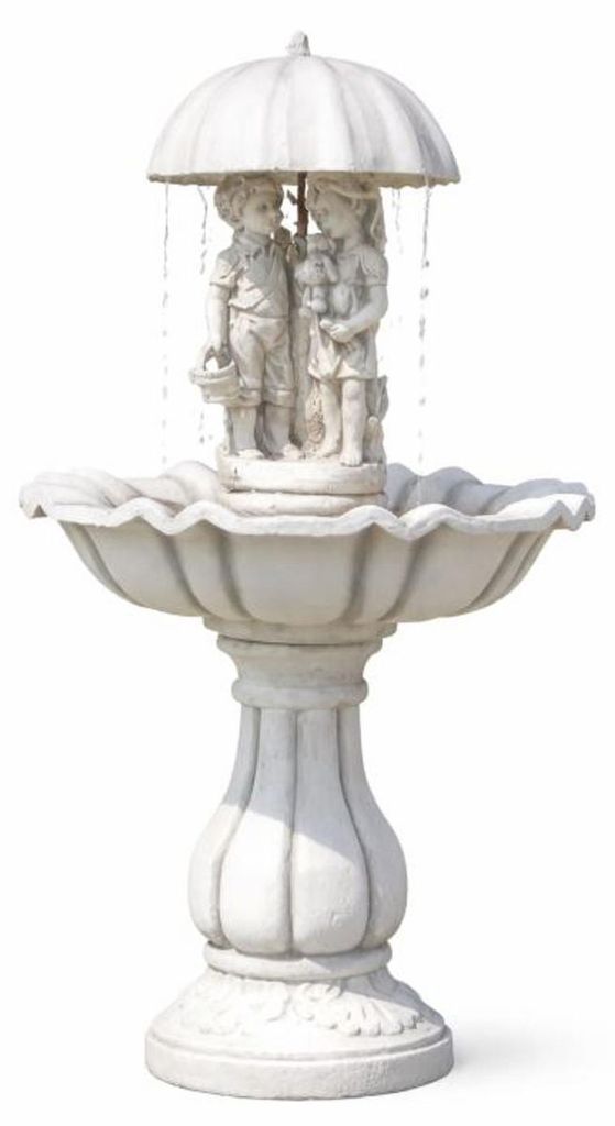 Casa Padrino Barock Springbrunnen Weiß Ø 79 x H. 138 cm - Nostalgischer Gartenbrunnen