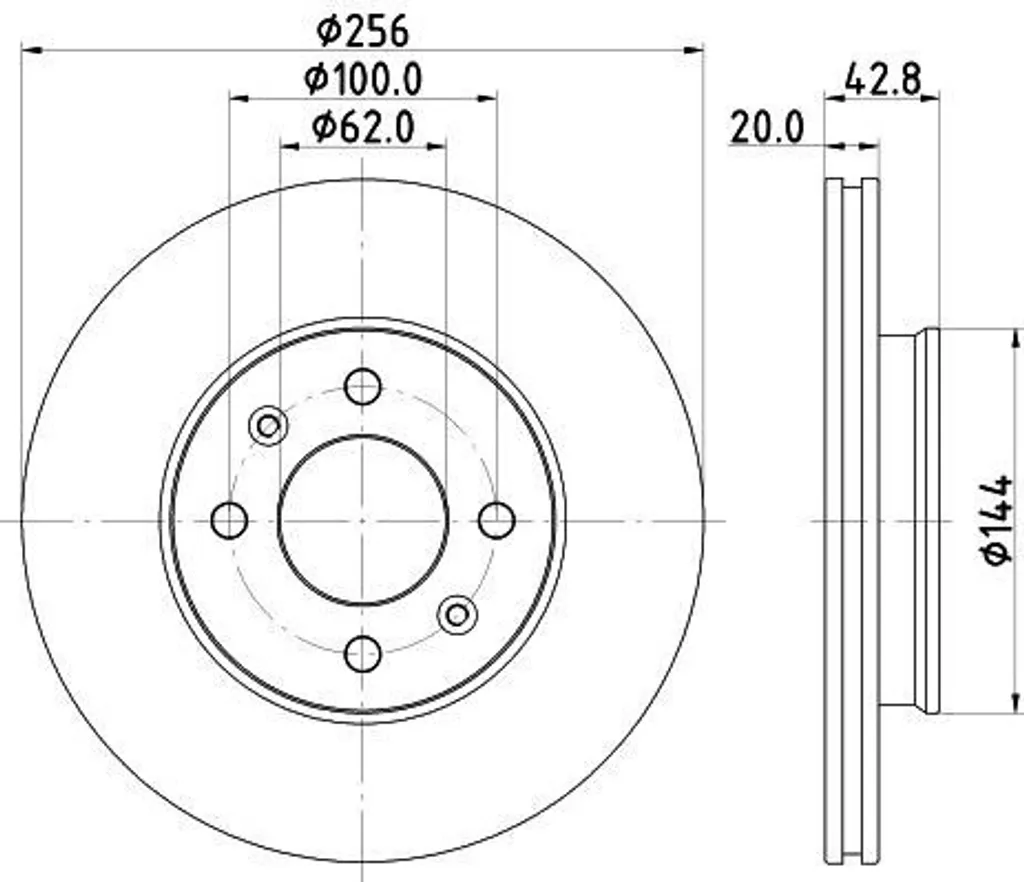 Jeu de disques de frein avant HELLA 8DD 355 130-001 pour Kia Picanto JA