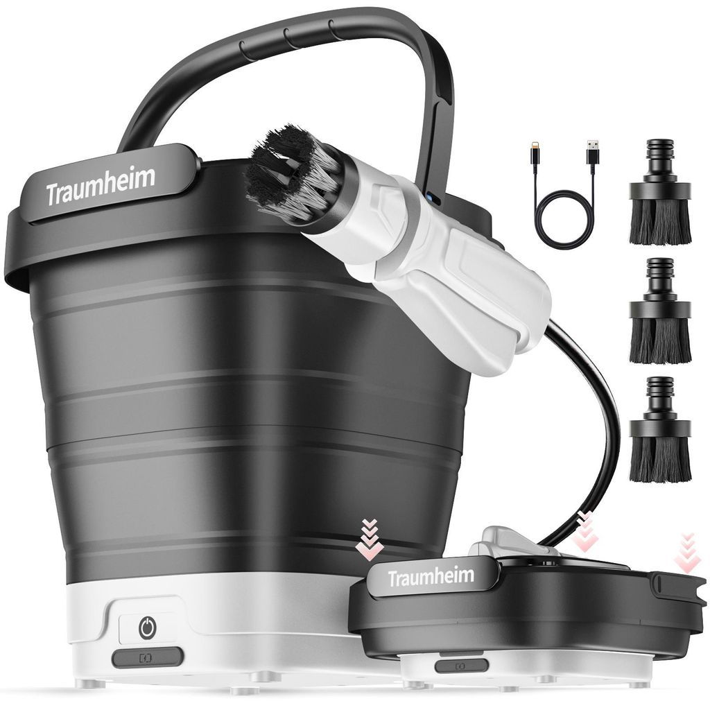 Foldable Mobiler Outdoor-Reiniger, Tragbar Hochdruckreiniger mit 12L Tank, Faltbar, USB-C, Kabelloser Außenreiniger für Auto Garten Camping Haust...