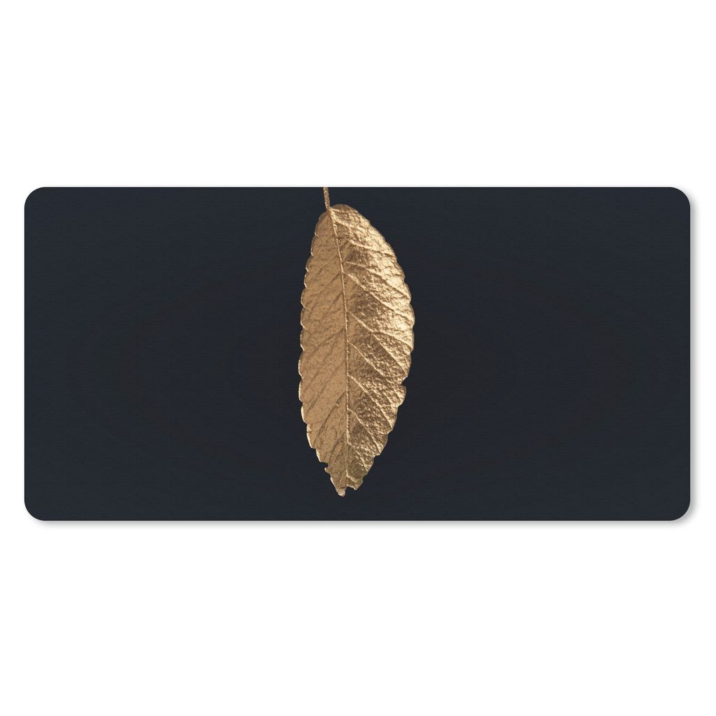 MuchoWow Mauspad Mousepad Blätter - Schwarz - Gold - Luxus - Natur 60x30 cm - Mousepads - Maus Mat - Pad - Mausunterlage - Nachhaltig