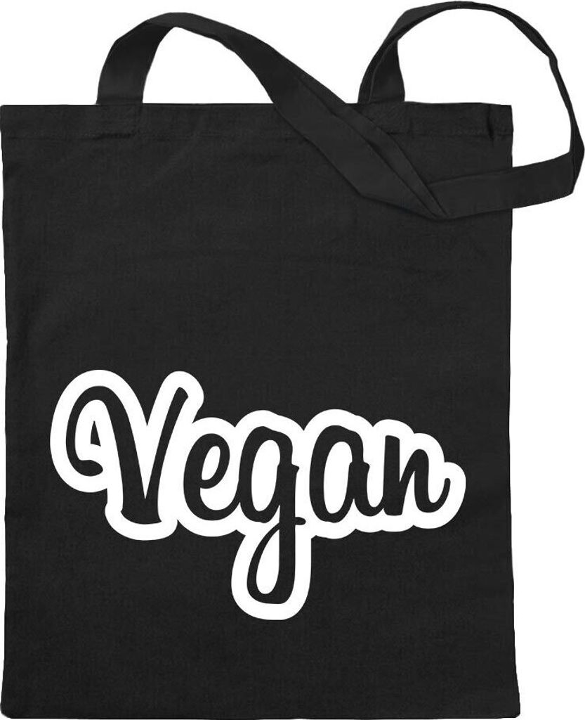 Kiwistar - Baumwolltasche - schwarz - Vegan Veganismus Ernährung - Tragetasche Stoffbeutel Umhängetasche langer Henkel