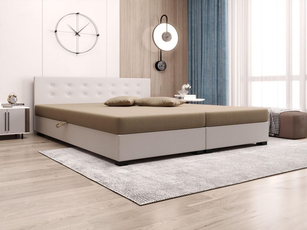 Doppelbett 180x200 AJKA DOUBLE 2 - braun / ecru