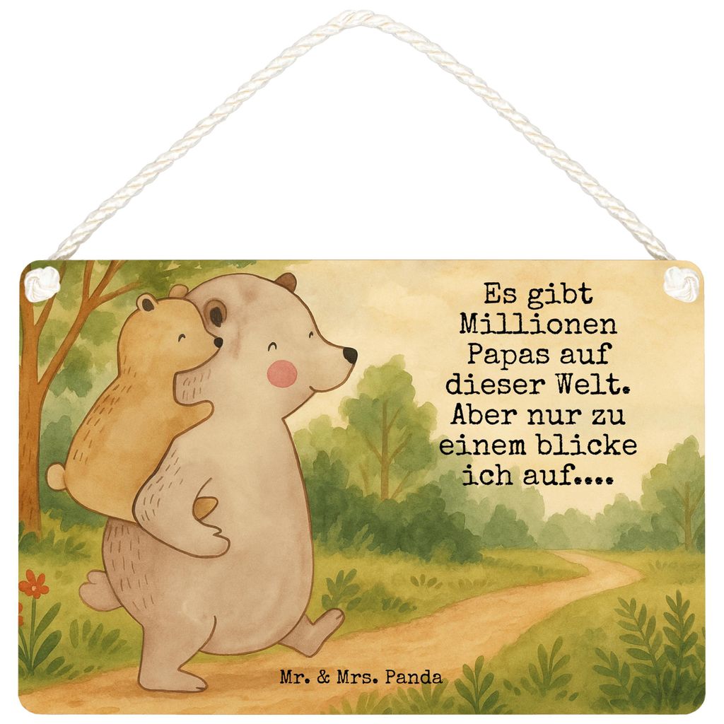 Mr. & Mrs. Panda Schild Papa Bär Design DIN A6 - Weiß - Geschenk, Geburtstag, Vatertag, Muttertag, kleine aufmerksamkeit, Deko, Türschild, Holzs...