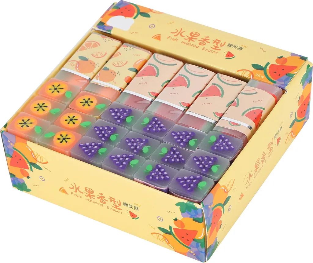 Ensemble d'effaceurs parfumées aux fruits pour écoliers - Lot de 6