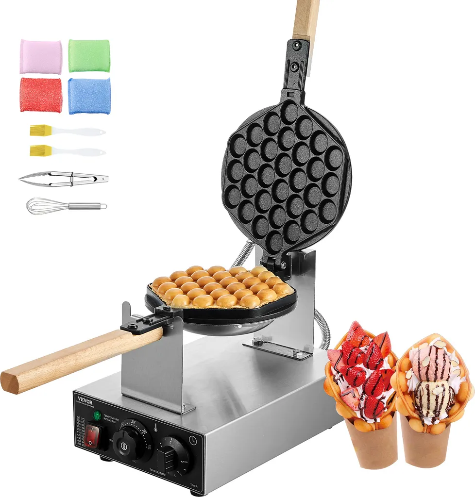 VEVOR Macchina Waffle a Bolle 1400W | Piastra Antiaderente Professionale