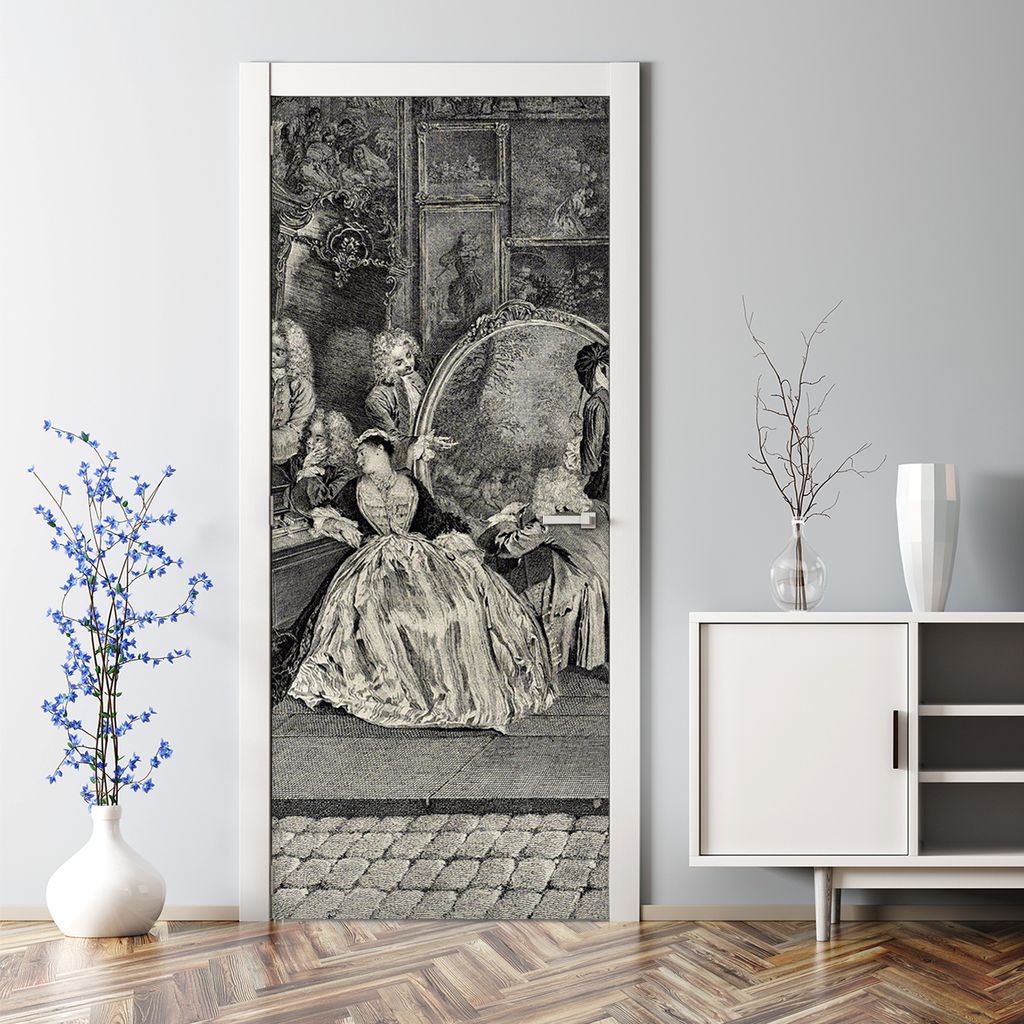 Dekorative Tür Wandaufkleber Wandtattoo selbstklebend Dekor Vintage Viktorianische Malerei 85 x 200 cm