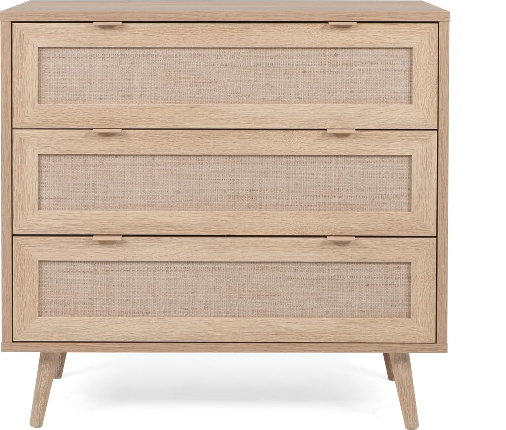 Commode de Chambre L80 cm BALI - 3 Tiroirs de Rangement Rotin