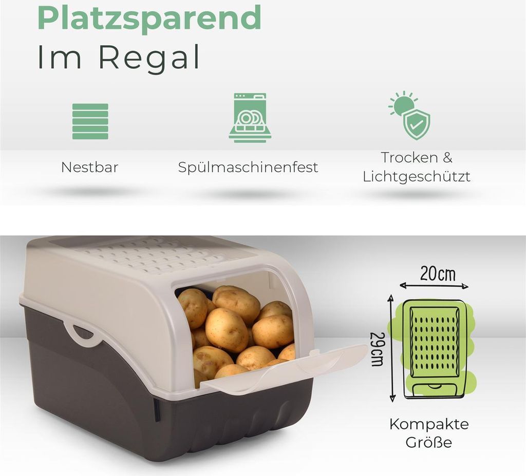 Novaliv 1x Groß 9l Kartoffelhorde perlmut Kartoffelbehälter Produktbild 