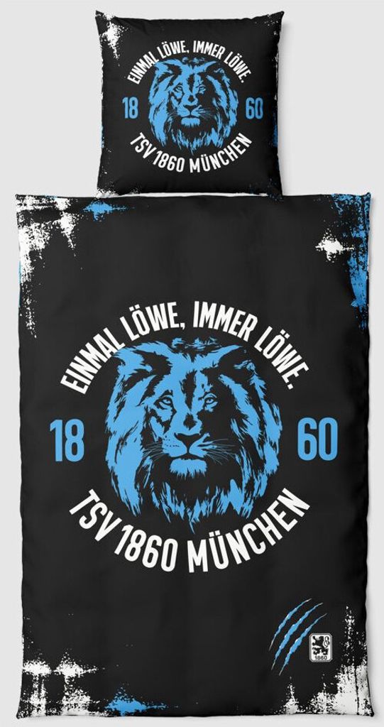 TSV 1860 München Bettwäsche Löwe schwarz 135x200 + 80x80cm Produktbild 