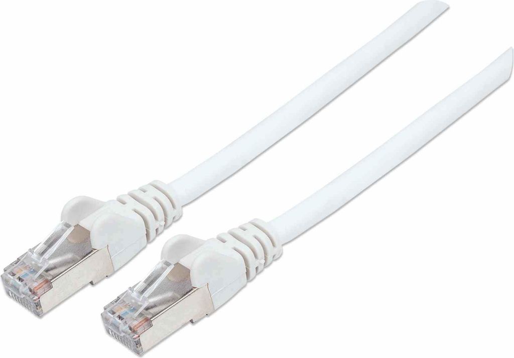 Intellinet Netzwerkkabel mit Cat6a-Stecker und Cat7-Rohkabel, S/FTP, 100% Kupfer, LS0H, 1 m, weiß, 1 m, Cat7, S/FTP (S-STP), RJ-45, RJ-45, Weiß