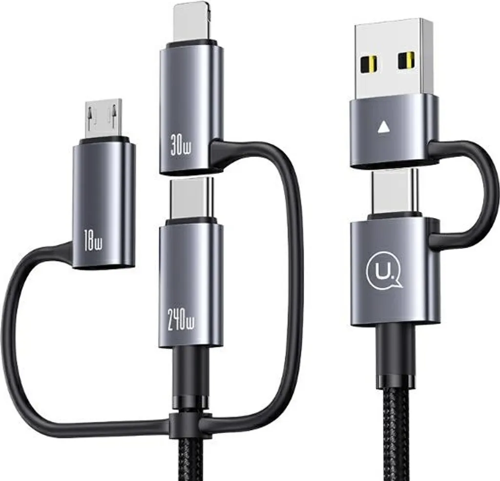 Usams 6 in 1 Cavo Viaggio 240W Display - Sufeng 2M per iPhone e PC - 2
