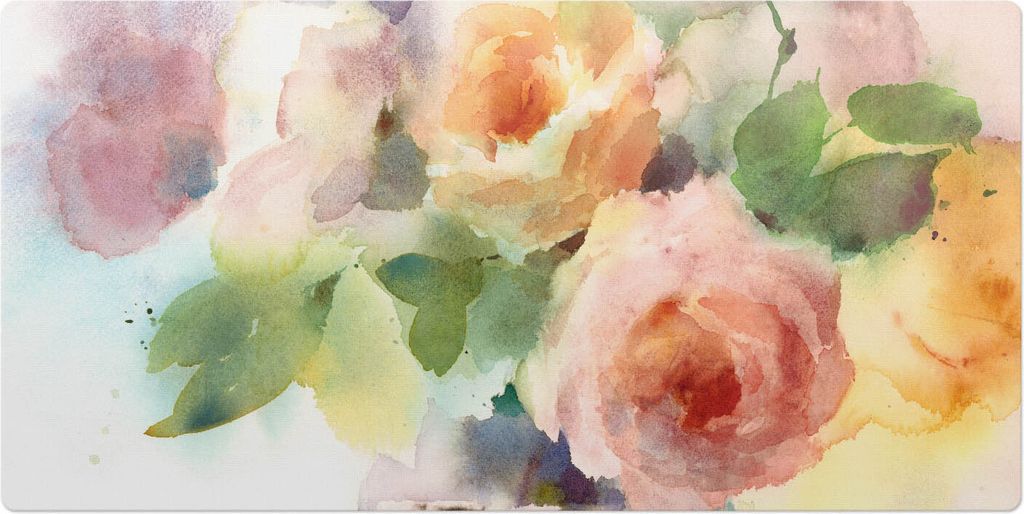 Aquarellblumen– Schreibtischunterlage – Schreibtisch Tischunterlage – 120x60 cm – Unterlage Groß Schreibtischmatte