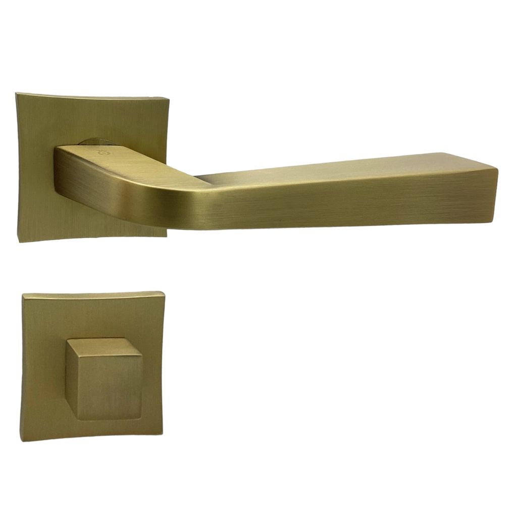 DOMINO | Türgriff Drückergarnitur WC - Bad | quadratische Rosette | für Badezimmertüren | Set WC - Rosetten-Garnitur | aus Aluminium | ANDY QR ...