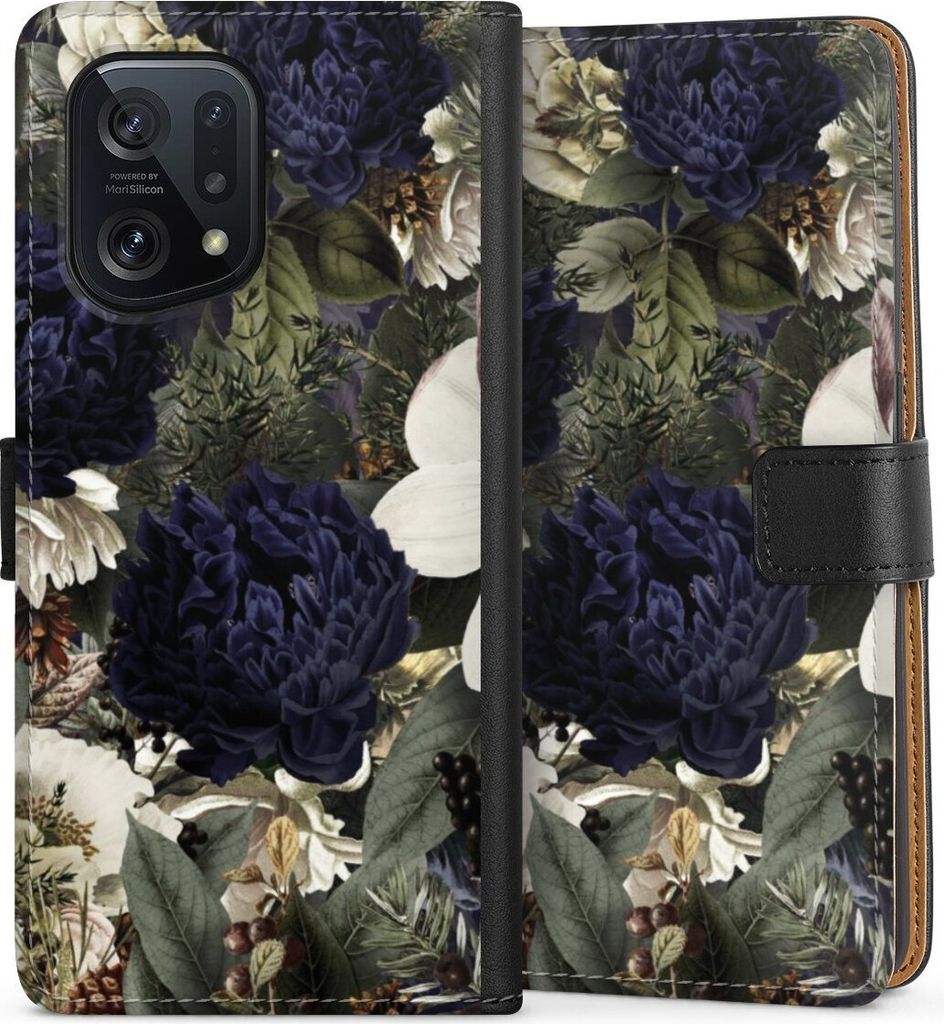 DeinDesign Klapphülle für Oppo Find X5 Handytasche Lederhülle Tasche Blumen Utart Vintage
