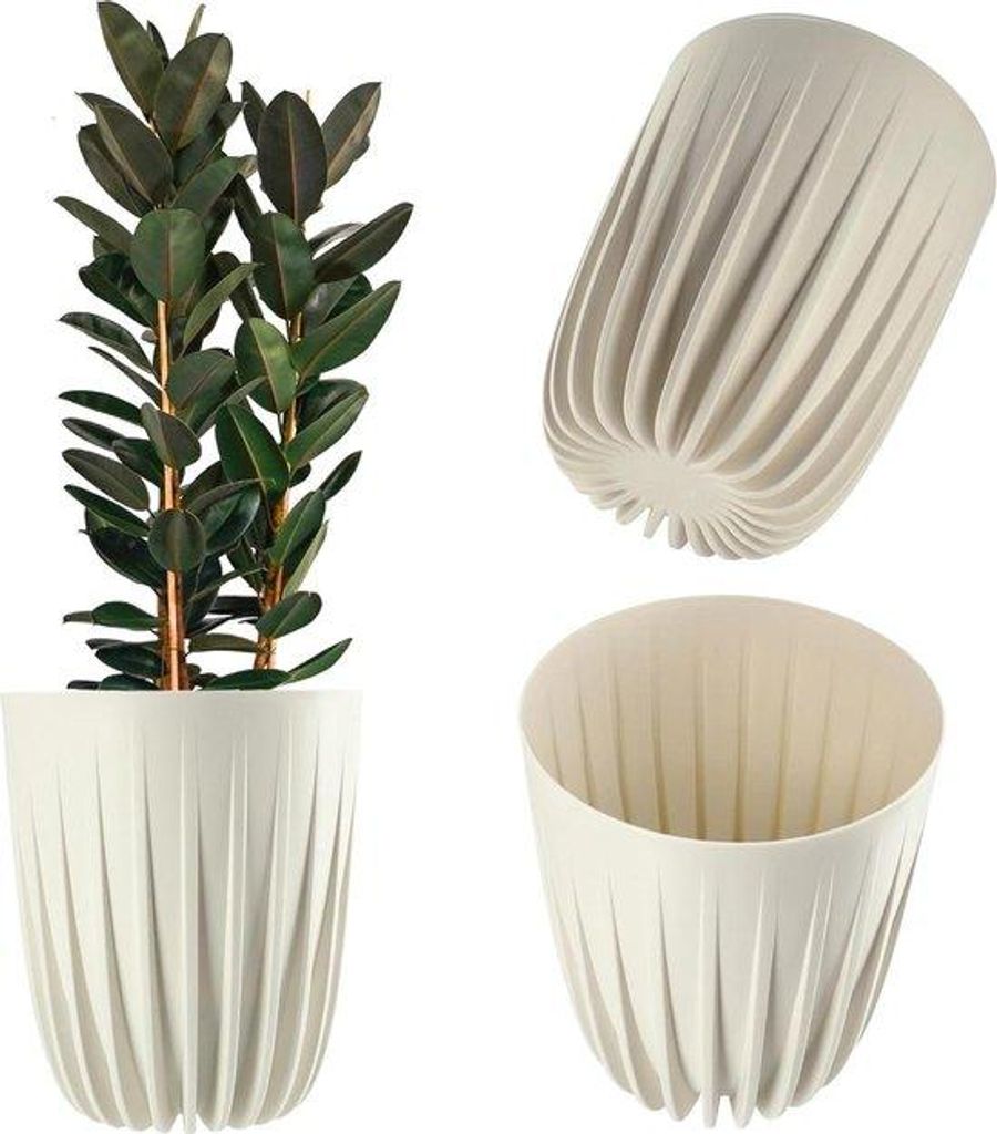 Geometrische Naturstein-Blumenpflanzschale (19 cm, Crème)