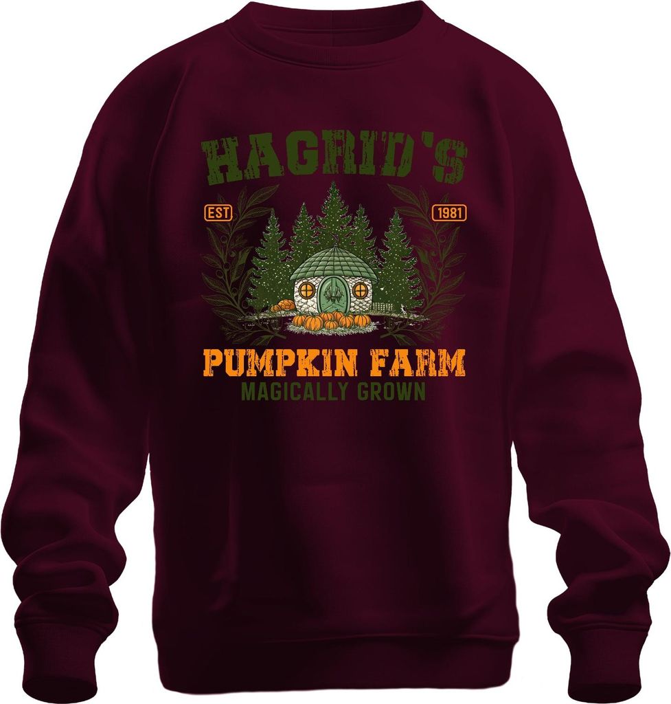 Hagrids Kürbisfarm Magisch Harry Potter Halloween Herbst Vintage Uni Sweatshirt Pullover, Burgundy, L