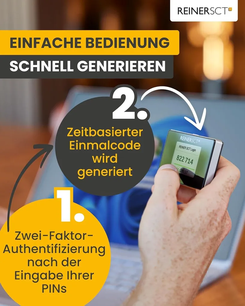 Authenticator mini REINER SCT avec Écran LCD et Stockage de 60 Comptes - 5