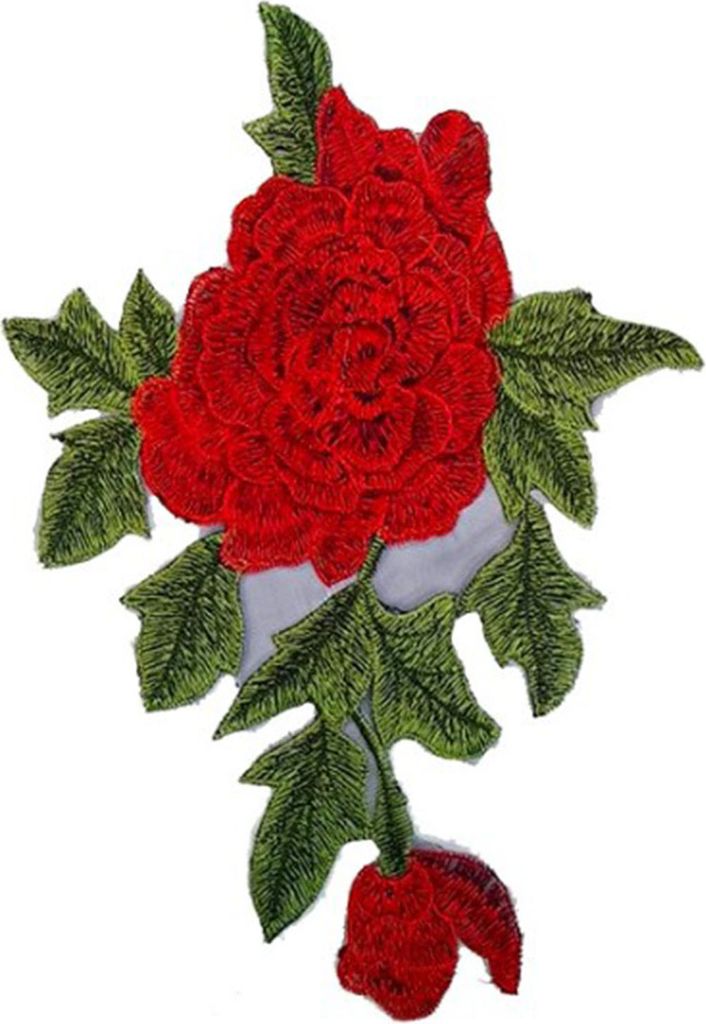 Rosen-Aufnäher, hochwertige Polyester-Qualität, vielseitig für Kleidung & Taschen, rot
