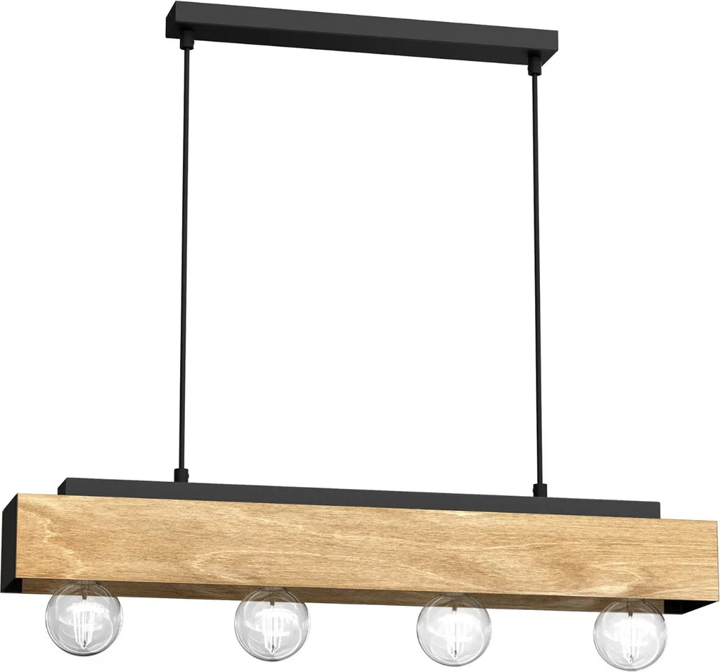 Suspension poutre bois 76 cm Miluza 4xE27 15W Luminex design rustique