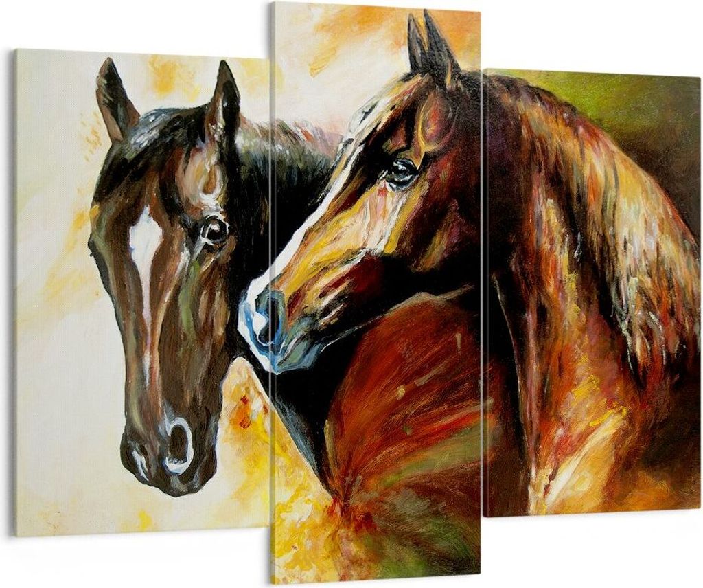 Bild auf Leinwand - Leinwandbild - Pferd Natur Tier - 130x100cm - Wand Bild - Wanddeko - Leinwanddruck - Bilder - Kunstdruck - Wanddekoration - Lei...