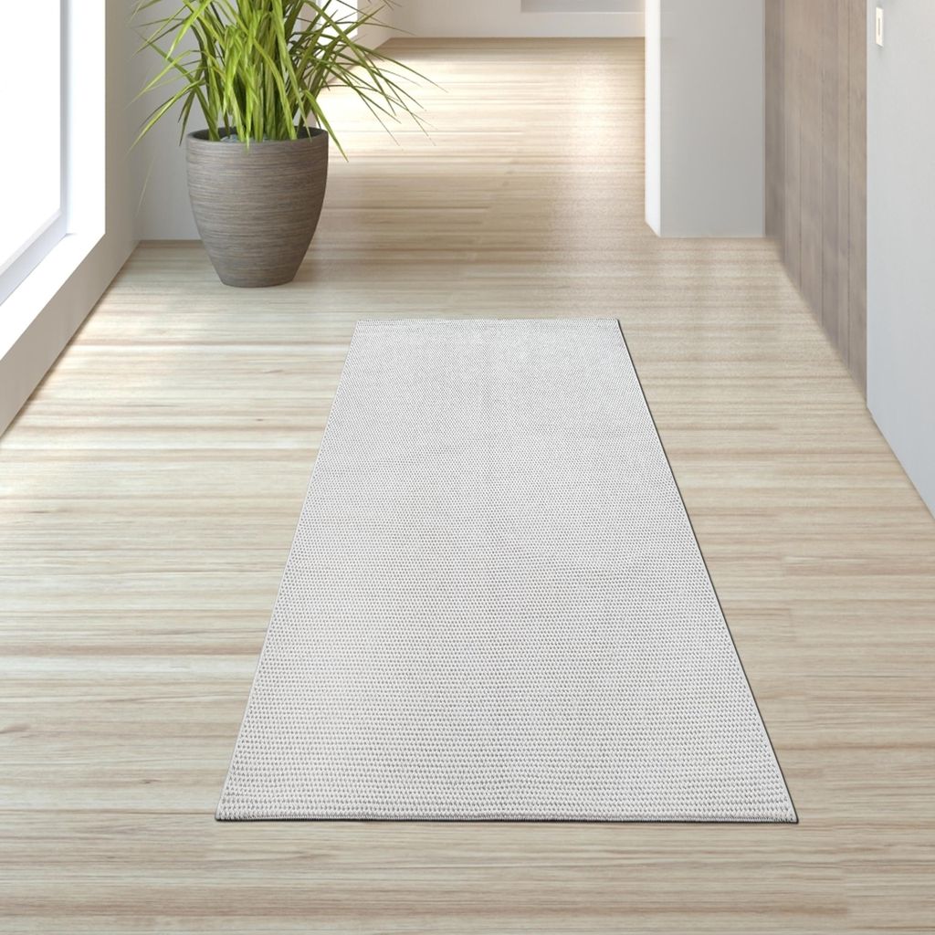 Teppich kurzflor flauschig pflegeleicht saugrobotergeeignet für Wohnzimmer Esszimmer Schlafzimmer in creme Größe - 80 x 150 cm