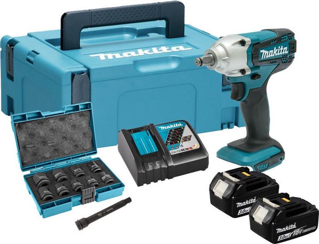 Schlagschrauber 18V 190Nm 1/2" (2x3,0 Ah) mit Zubehör im Makpac - MAKITA DTW190JX3