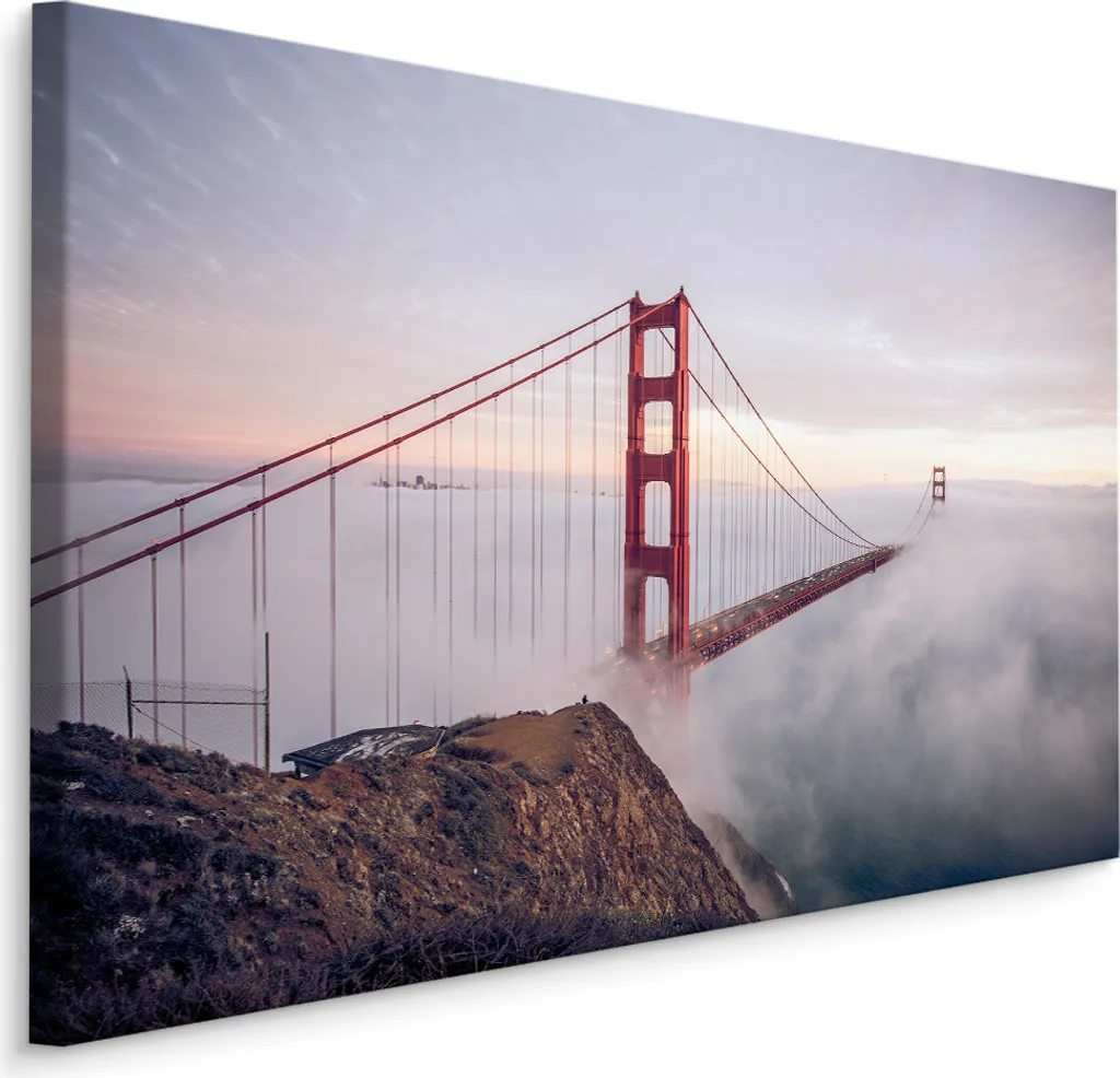 Favolosa carta da parati su tela 90x60 cm XXL stampa d'arte Golden Gate San Francisco