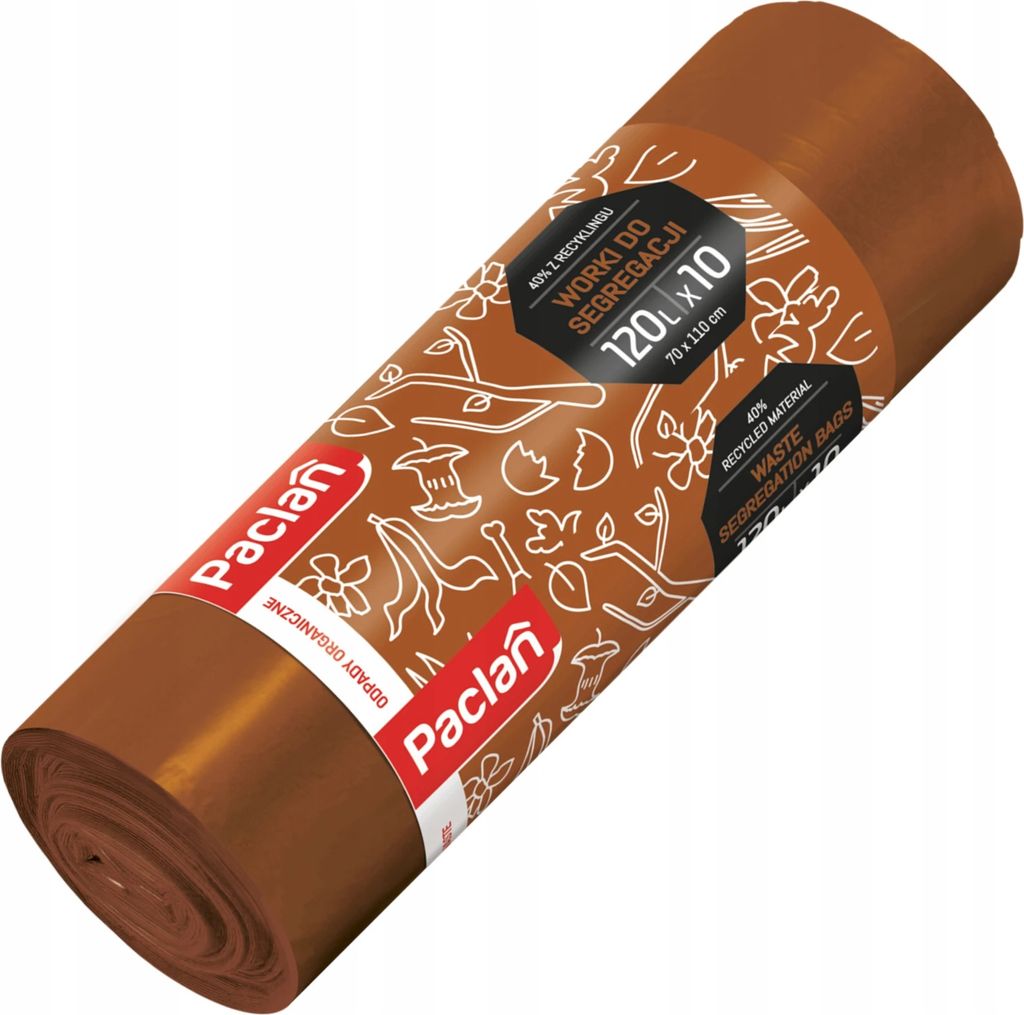 Paclan worek do segrodpady 120l 10 szt br. Zdjęcie produktu 