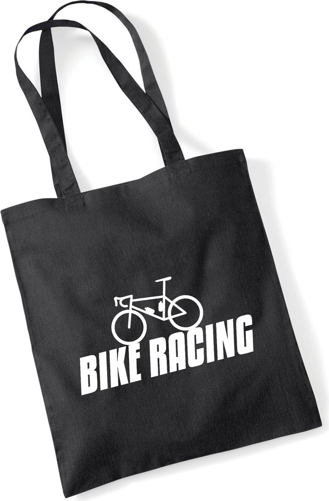 Huuraa Jutebeutel Bike Racing Fahrrad 10 Liter Black Baumwolle Tasche Geschenkidee