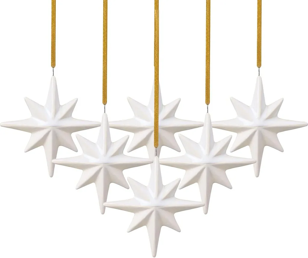 Set 6 Étoiles Winter Glow Villeroy & Boch en Porcelaine Blanche de Qualité