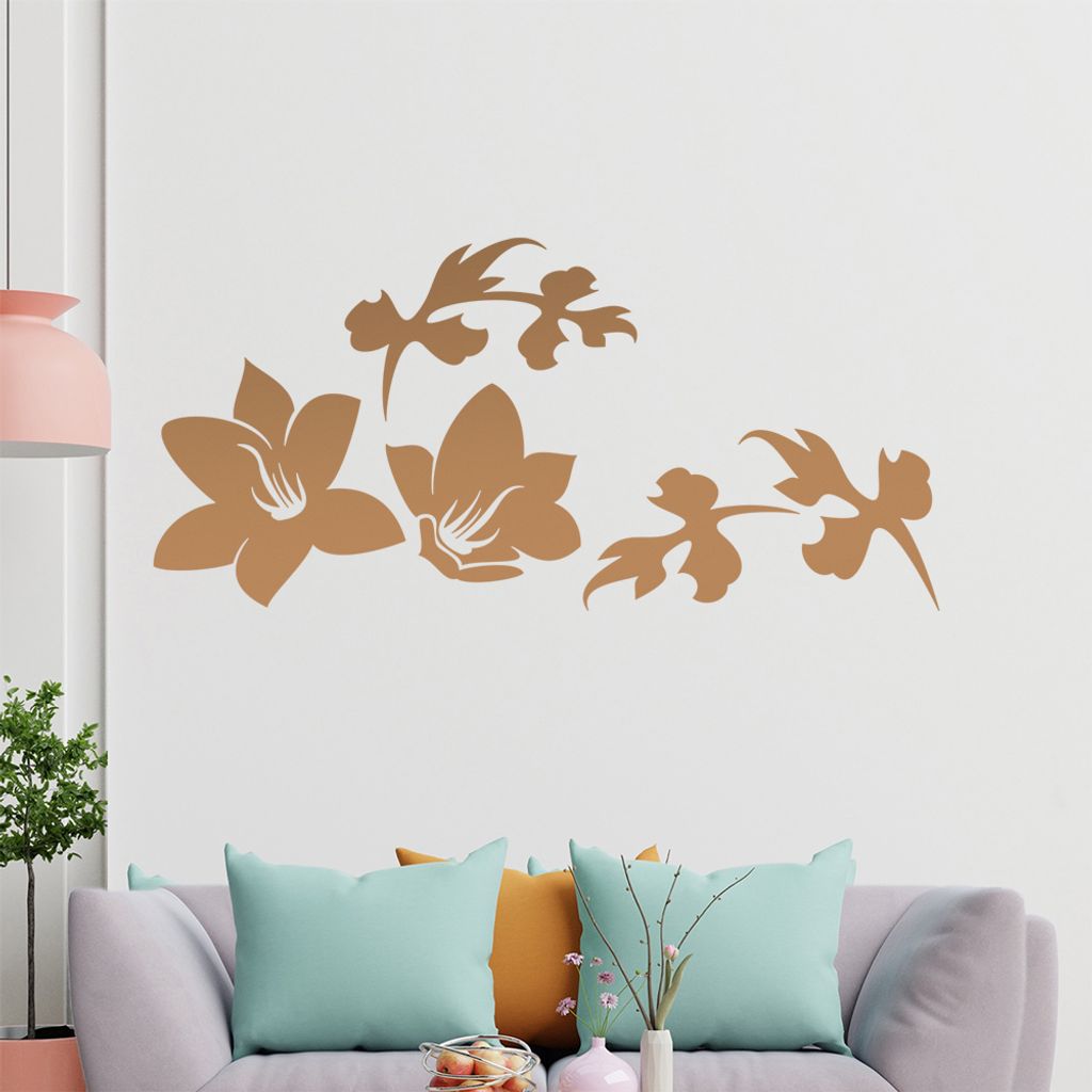 Blume - Linien Wandtattoo in 6 Größen - Wandaufkleber Wall Sticker - Dekoration, Küche, Wohnzimmer, Schlafzimmer, Badezimmer