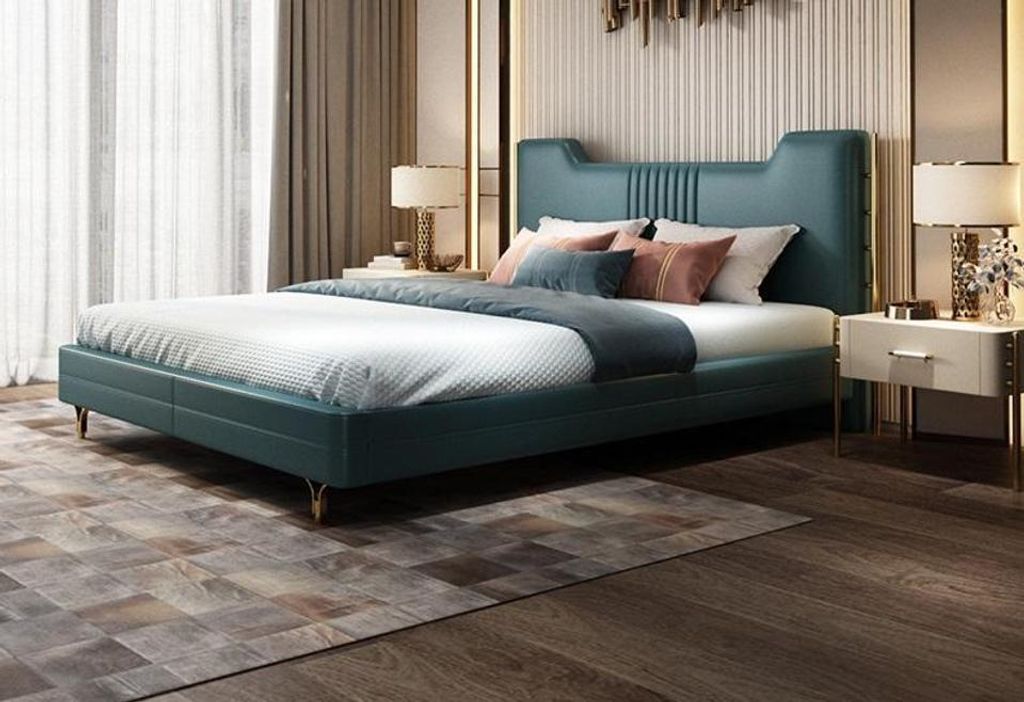 Modernes Designer Holz Bett Edles Möbel Doppel Betten Neu Schlafzimmer Polster