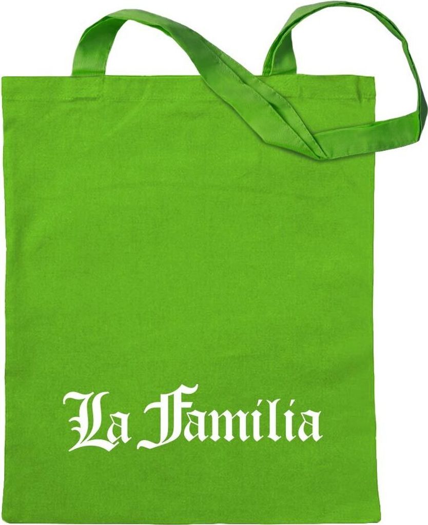 Kiwistar - Baumwolltasche - hellgrün - La Familia - Tragetasche Stoffbeutel Umhängetasche langer Henkel