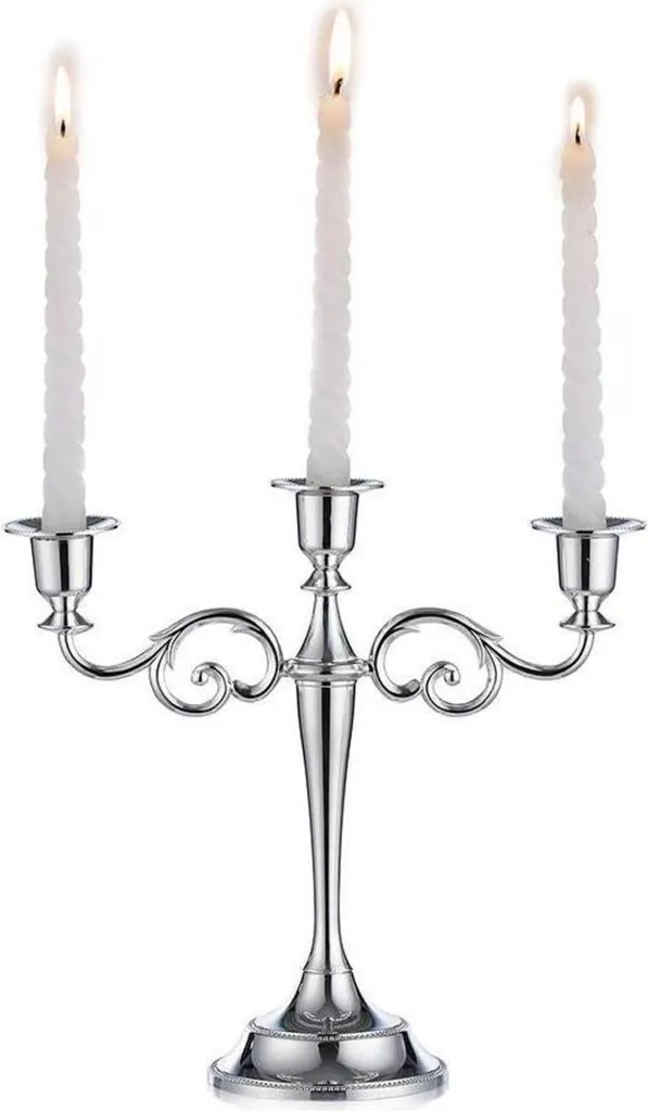 Chandelier Argenté 3 Bras en Métal pour Décoration de Table