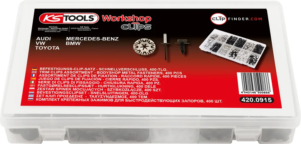 Assortiment de 400 clips de fixation rapides KS TOOLS 420.0915 robustes