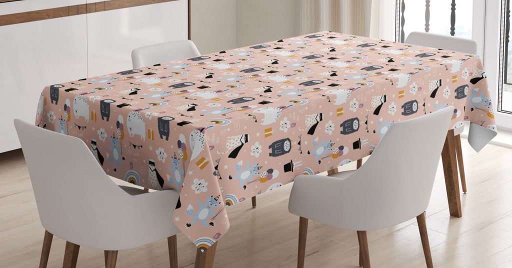 ABAKUHAUS Geburtstagsfeier Tischdecke, Tiere und Monster, FÃ1/4r den Inn und Outdoor Bereich geeignet Waschbar Druck Klar Kein Verblassen, 140 x 1...