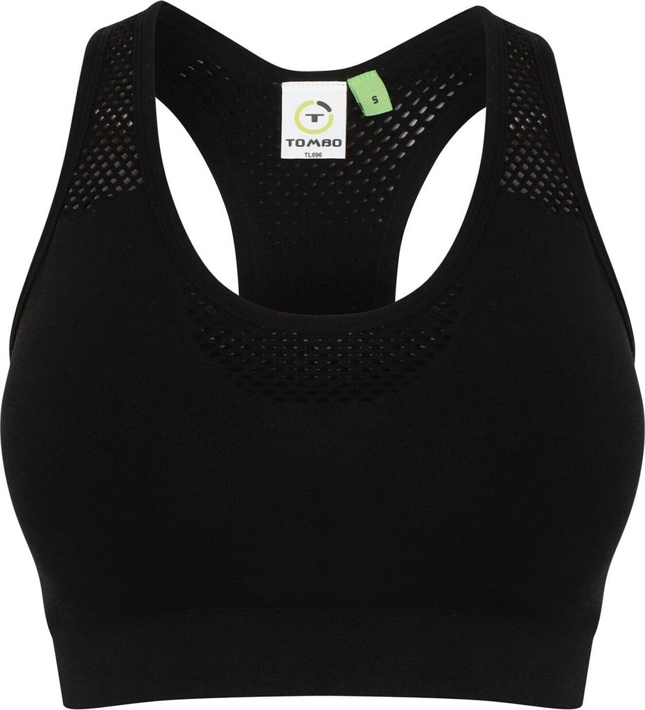 Tombo Damen Crop-Top, nahtlos PC3046 (M) (Schwarz)