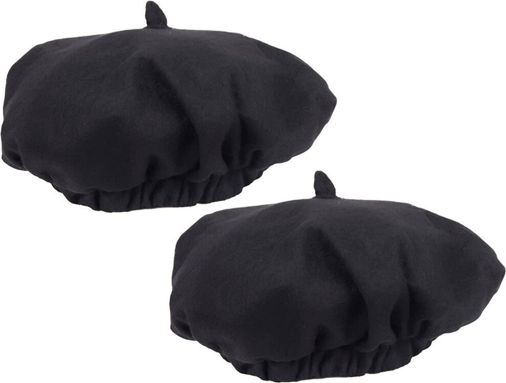 COM-FOUR 2x Baskenmütze schwarz, für Alltag, Karneval, Fasching, Halloween & Motto-Partys, Béret in Einheitsgröße, tolles Modeaccessoire ode...