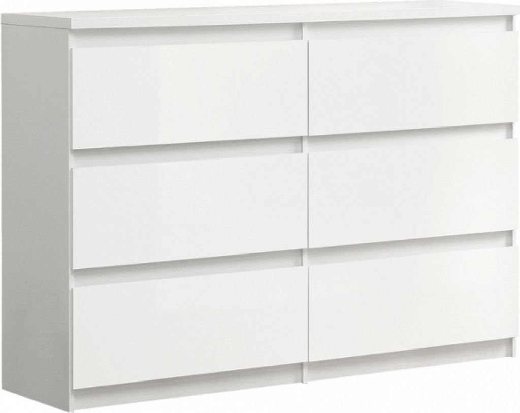 Furniture24 Kommode Chelsea CHLK24, Schubladenschrank, Schubladenkommode, 6 Schubkästen Weiß matt