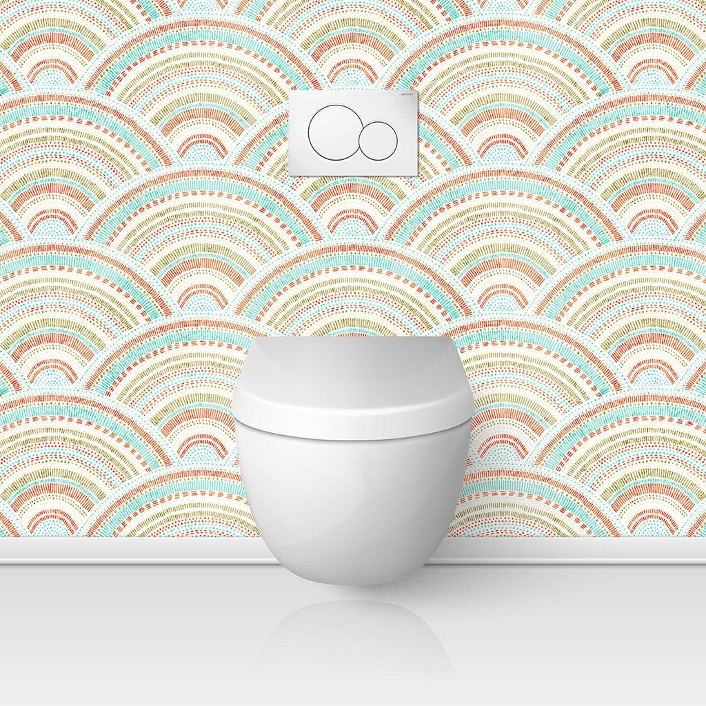 Selbstklebende Wandverkleidung für Toiletten – Lumaléa – Orientalisches Motiv – Selbstklebend + MATT-Schutz – 55 x 55 cm