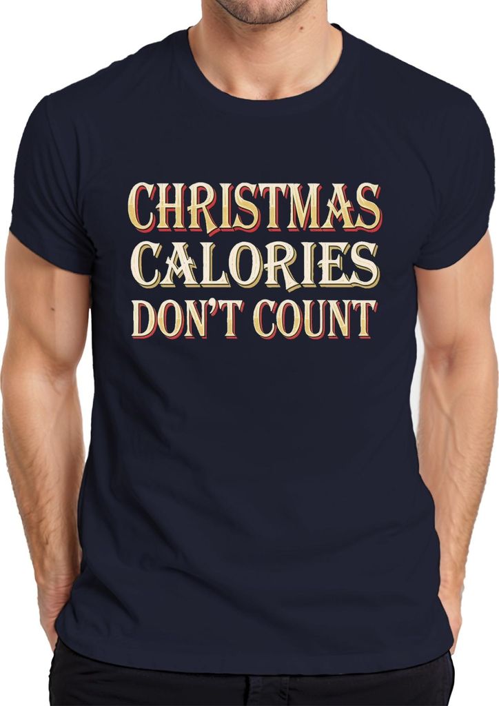Christmas Calories Don't Count Weihnachten lustig Geschenk Retro Herren T-Shirt, Navy, L