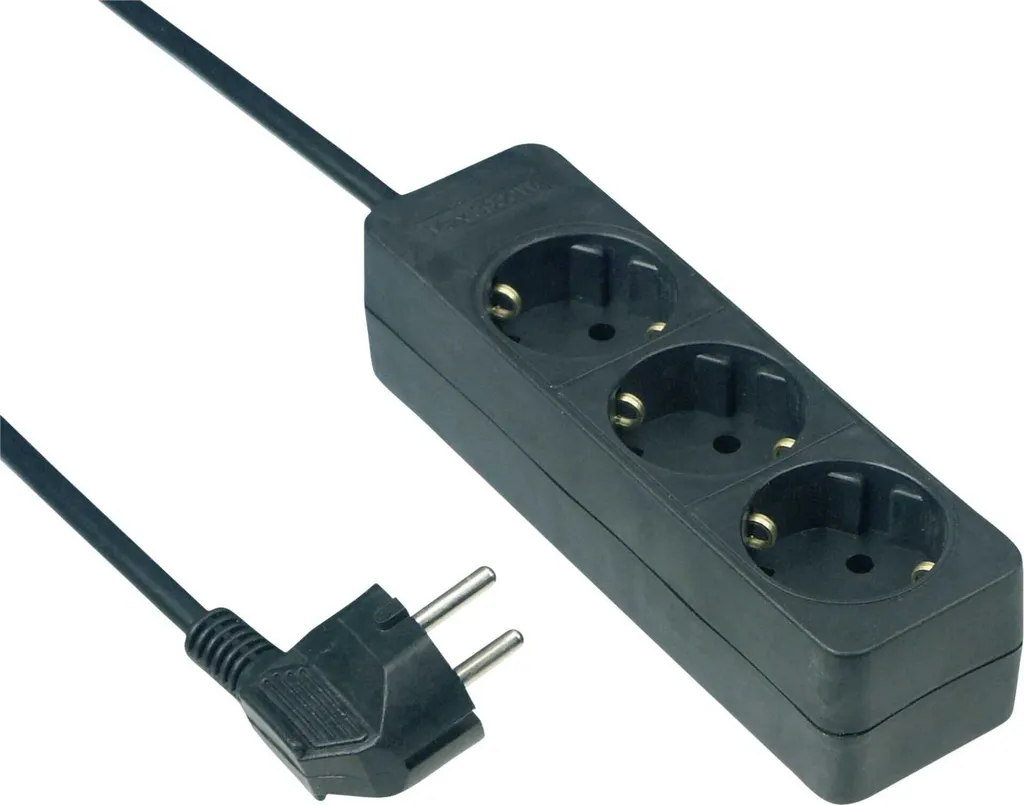 REV - Cavo di prolunga - AC 250 V - 3500 Watt - Connessioni di uscita: 3 - Nero