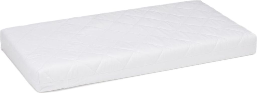A white mattress with a quilted pattern.