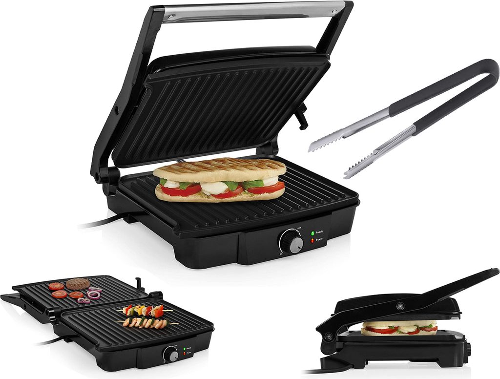 Elektro Kontaktgrill & Grillzange Multigrill Tischgrill, 2000Watt, 29,7x23,5cm