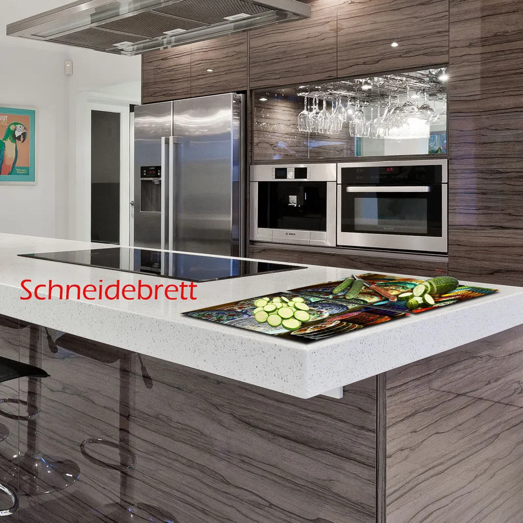 TMK Piastra Copripiano Cottura In Vetro Temperato 2 Pezzi 40x52 Cm – Protezione Universale Per Induzione E Vetroceramica – Decorazione Paprica