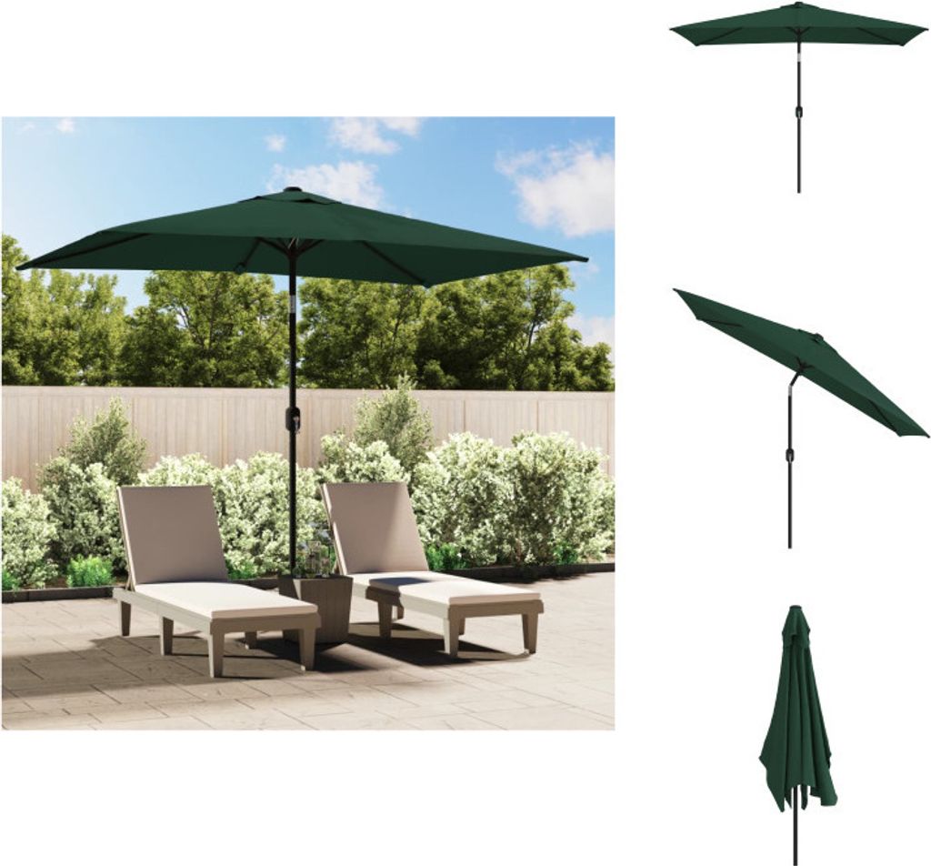 vidaXL Sonnenschirm 200 x 300 cm Grün Rechteckig - Sonnenschirme & Sonnenschutze